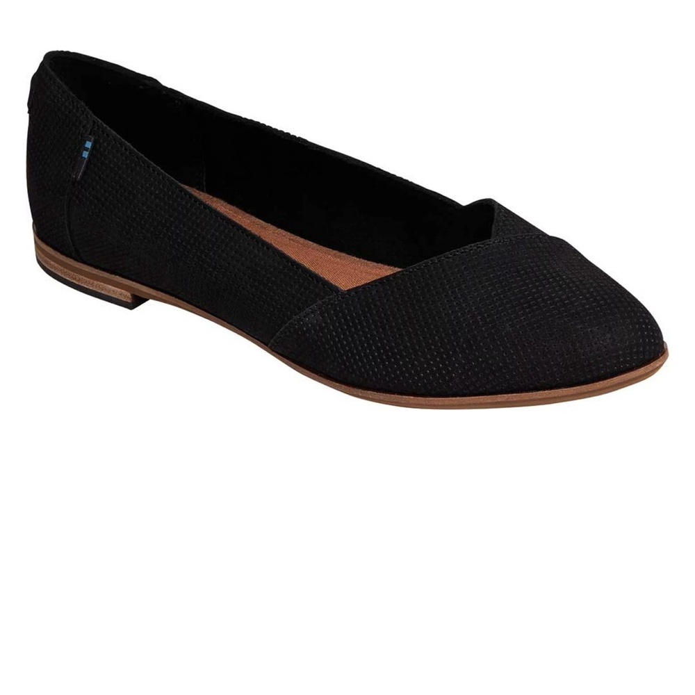 Women's TOMS Julie Perforated Suede Ballet Flat Black Perforated Suede 9 M